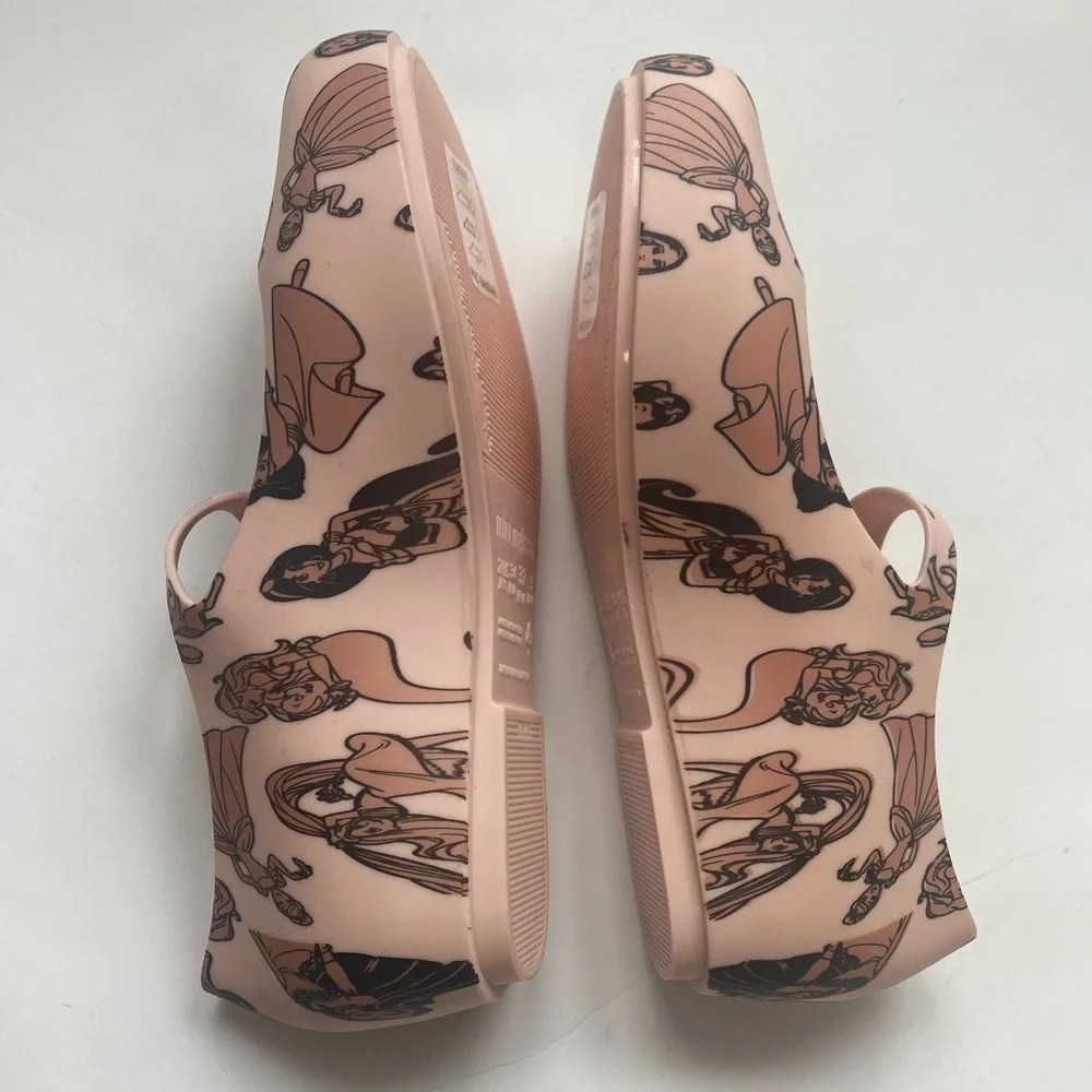 MINI MELISSA Disney Princess Mary Janes size 3. Cinderella,Moana,Ariel jasmine